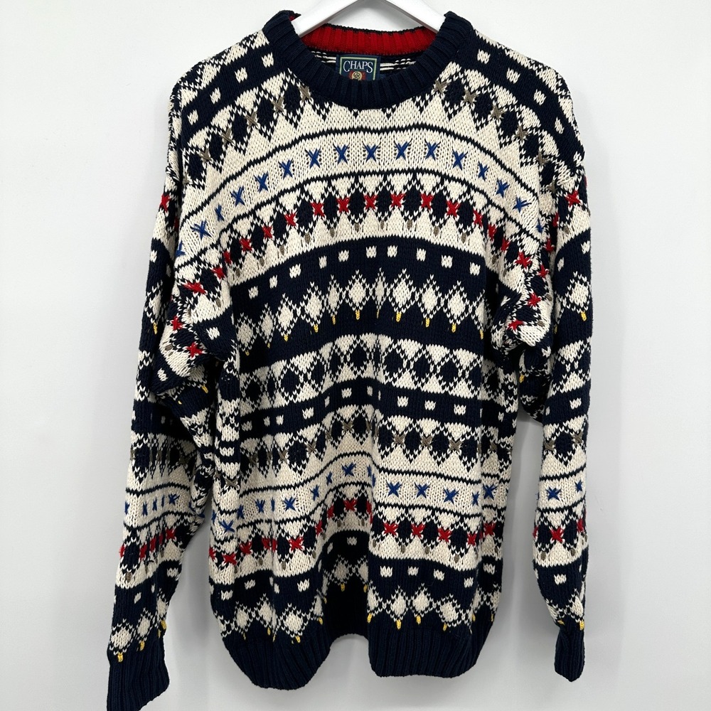 Vintage‎ Chaps Ralph Lauren Pullover Sweater Mens Size Large Cotton Grandpa